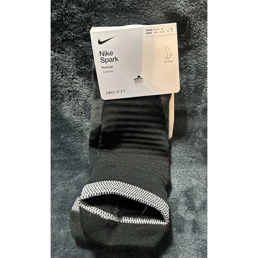 Nike Spark CU7201-010 Men's 10-11.5/Women's 11.5-13 Black No Show Socks (SC1)